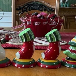 Festive Holiday Stocking and Tree Ornament Set table name placement holders set